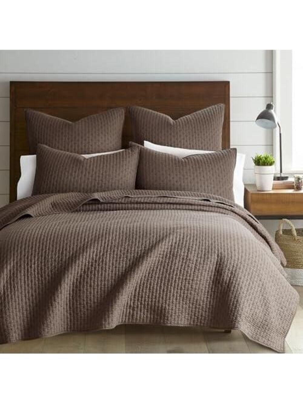 #8 Levtex Home Cross Stitch Quilt Set, Brown KING